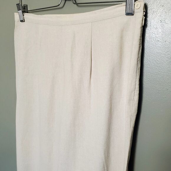 Dressbarn Pants Womens Size 8 Tan Linen Blend Tapered Stitch Hem Elastic Waist - Picture 3 of 10